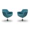 Manhattan Comfort Caisson Swivel Accent Chair in Blue and Polished Chrome (Set of 2) 2-AC028-BL - alternate 1